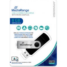 MediaRange USB combo flash drive with micro USB (OTG) plug, 8GB (MR930-2)