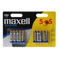 MAXELL Αλκαλικές μπαταρίες AAA LR03, 5 + 5 τεμάχια, blister
